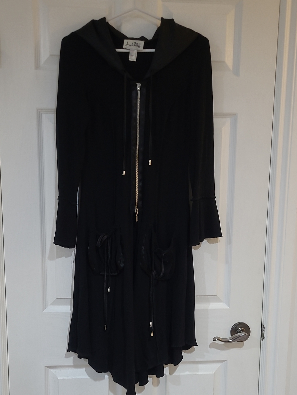 Joseph Ribkoff Women's Size 2 Black Hooded Zip-Front Shirt